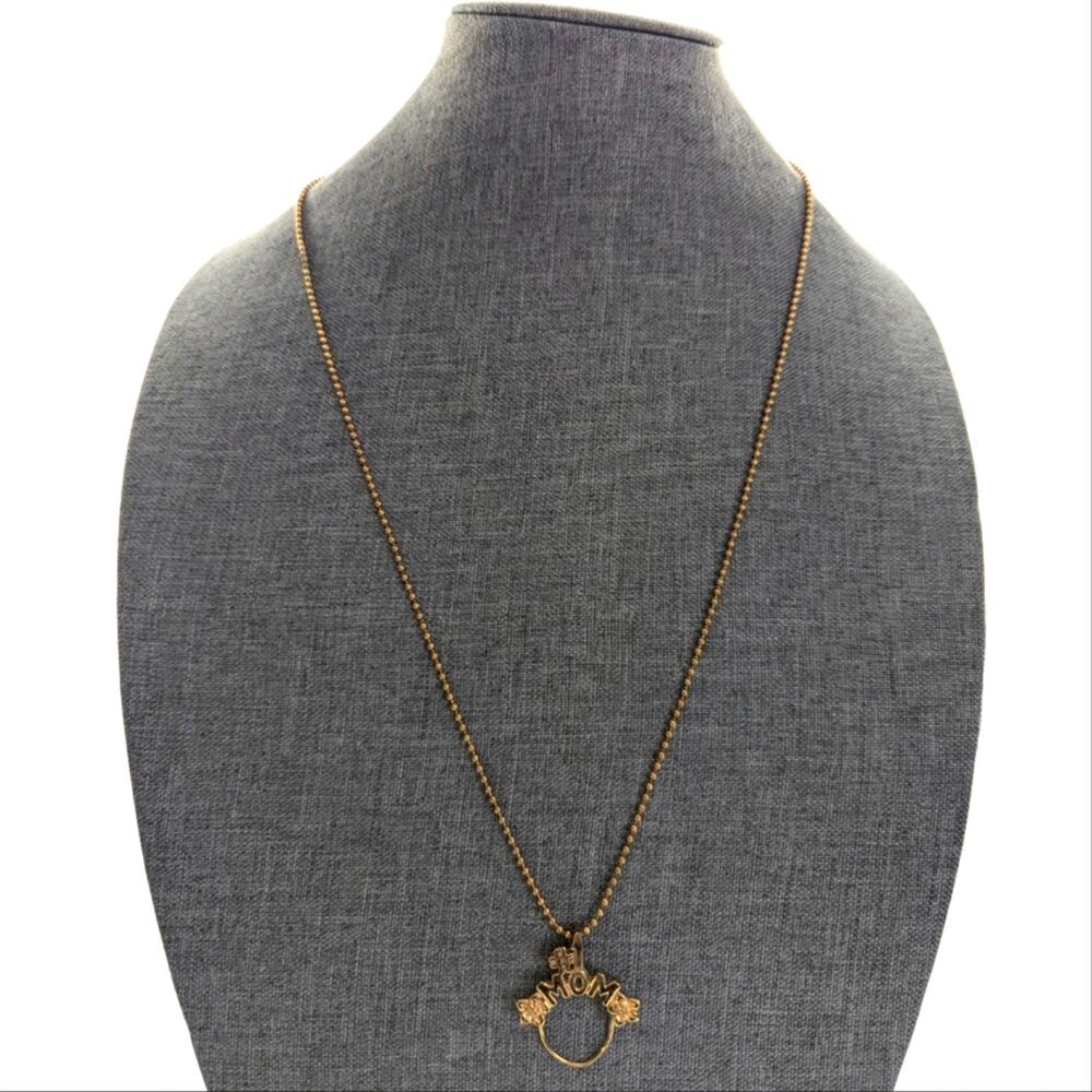 Vintage 90s Avon Gold Tone Mother's Day #1 Mom Charm Pendant Chain Necklace